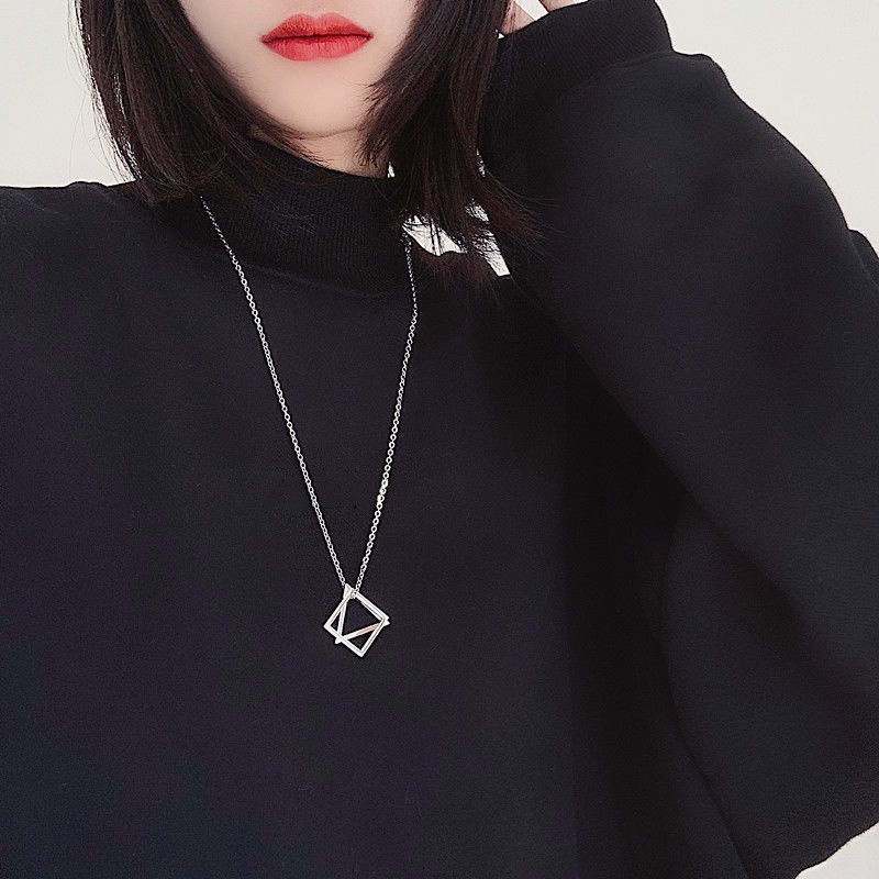 Cá tính hình học vòng cổ nữ hợp thời trang trong hip-hop đơn giản hoang dã dài dây chuyền áo len dài chuỗi phụ kiện tran