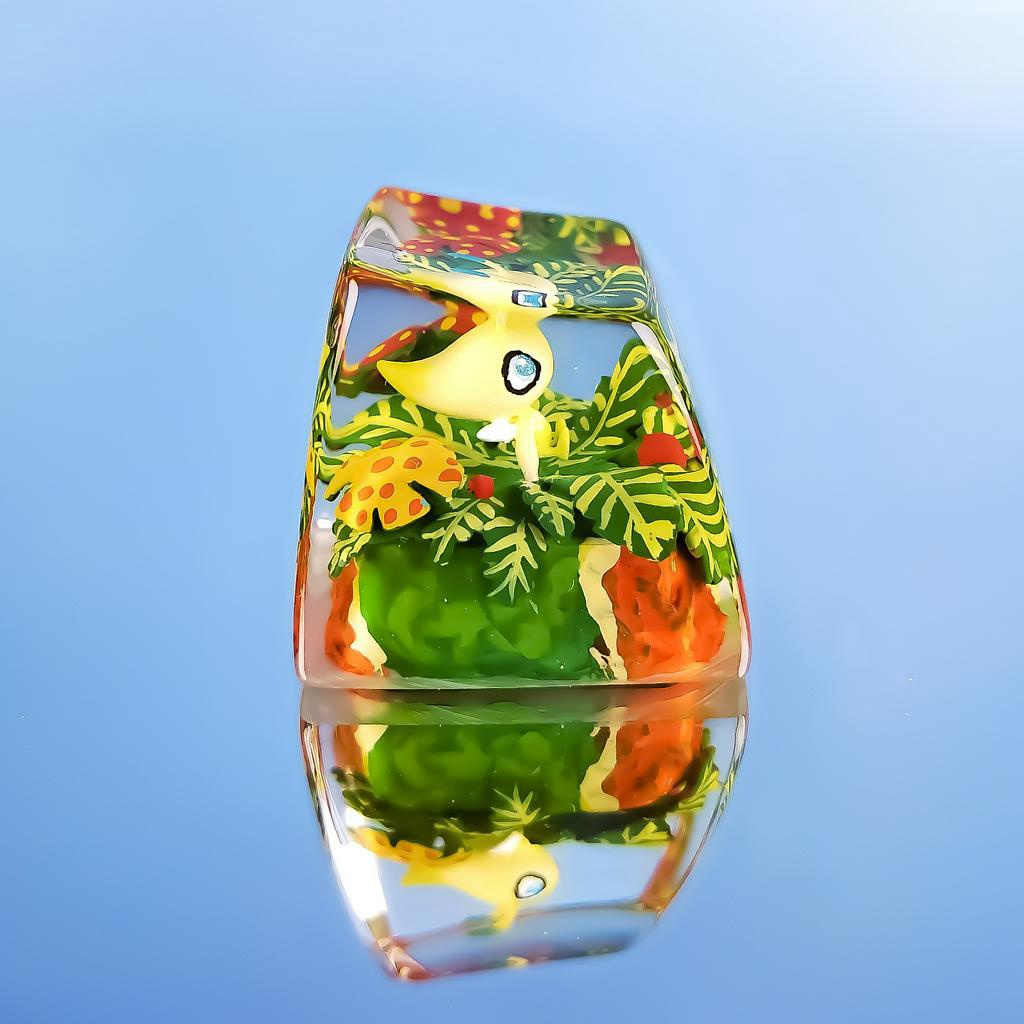 Nút bàn phím Pokemon, nút bàn phím Celebi, Bàn phím nhân vật hoạt hình -Celebi keycap, POKÉMON Artisan Keycap
