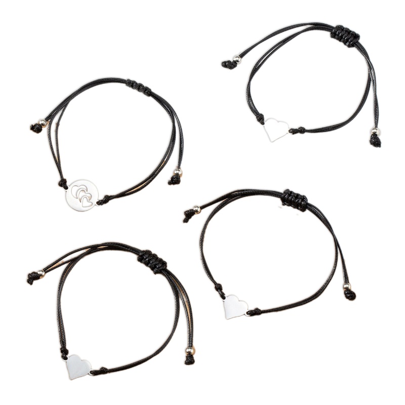 Set 4 Vòng Tay Trái Tim Ghép Đôi Cho Mẹ Và Con Gái