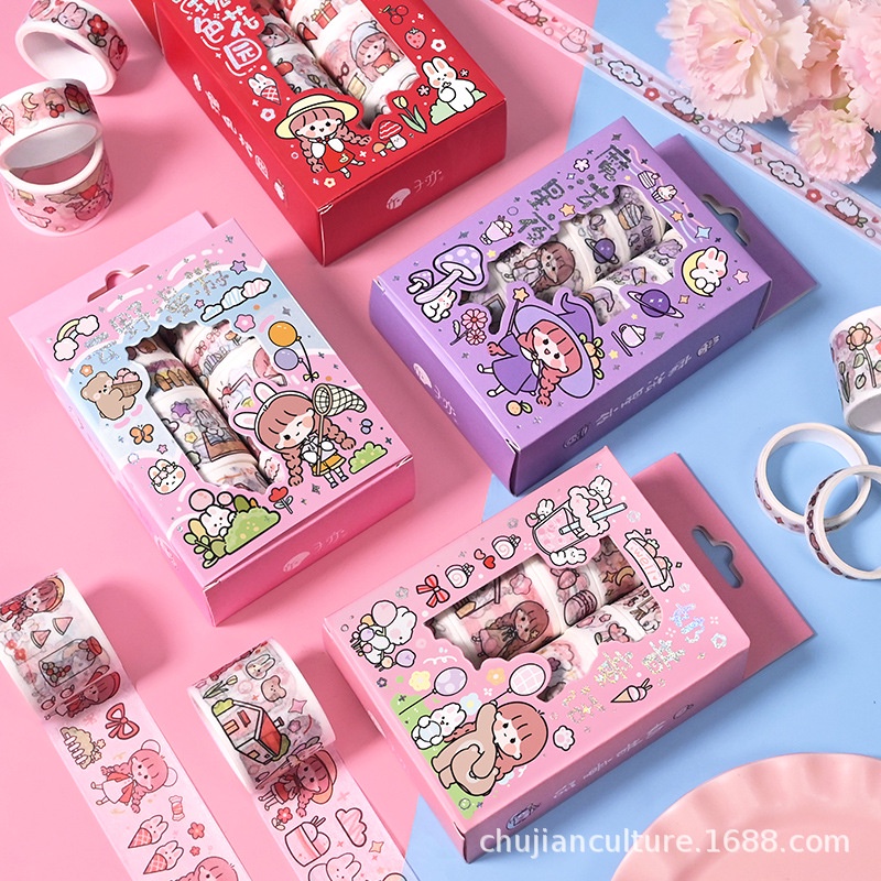 Washi Tape Hộp 10 Cuộn Băng Keo Hoạ Tiết Cute Dán Sổ Tay Decor Trang Trí Bullet Journal WS22