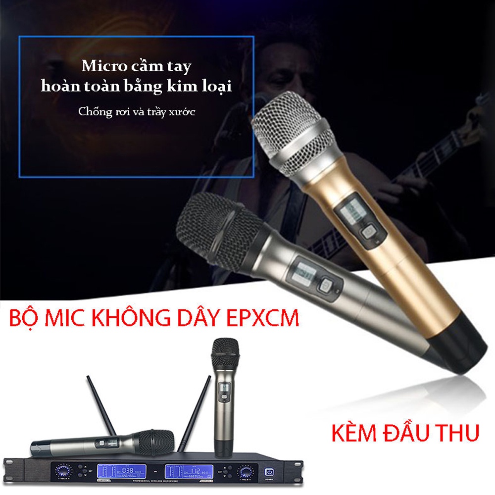 Bộ thu phát không dây, bộ micro không dây EPXCM kèm đầu thu công nghệ hiện đại, chống rú, chống ồn cực tốt SELL SMART