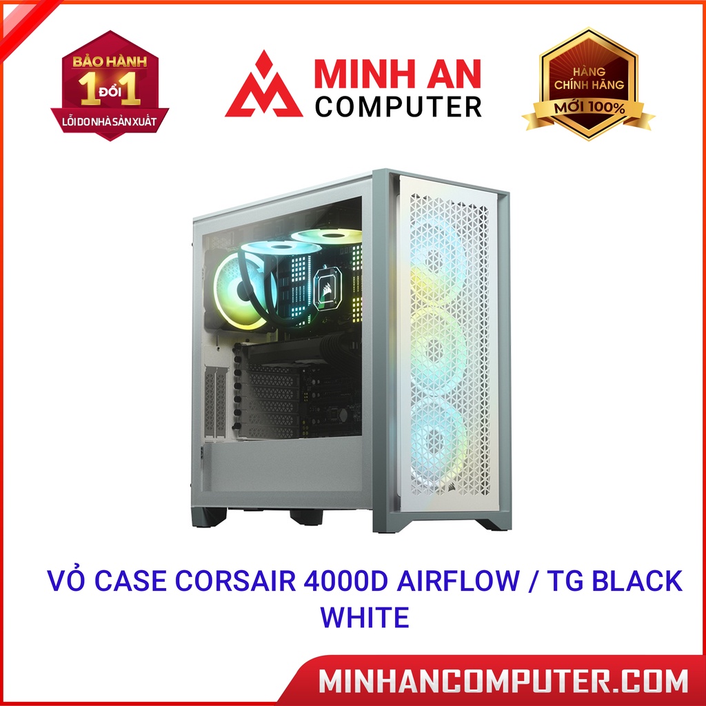 Vỏ case Corsair 4000D Airflow / TG Black, White Hàng chính hãng