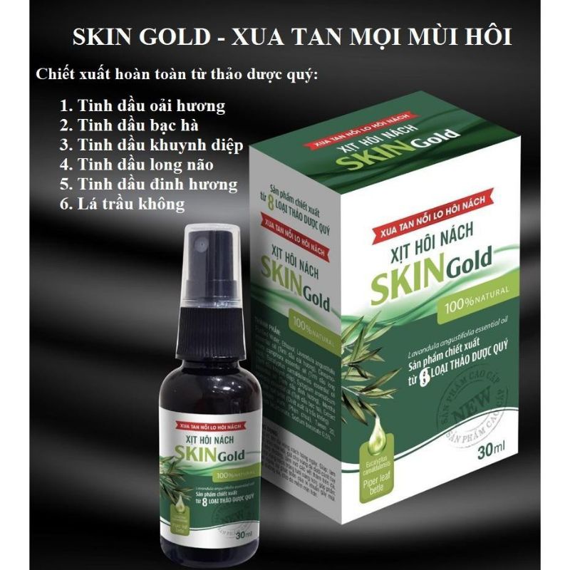 Xịt Hôi Nách SKIN GOLD Khử Mùi Hôi Nách, Khử Mùi Cơ Thể, Giảm Tiết Mồ Hôi Nách,Giúp Vùng Nách Khô Thoáng