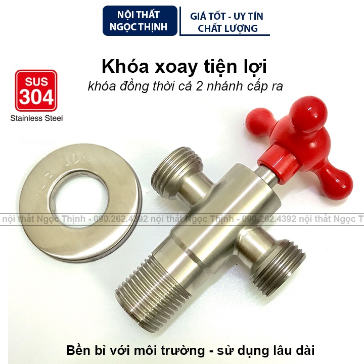 [VAN KHÓA XOAY] Van khóa nước inox sus304 siêu bền khóa xoay tiện lợi 1 nhánh/2 nhánh