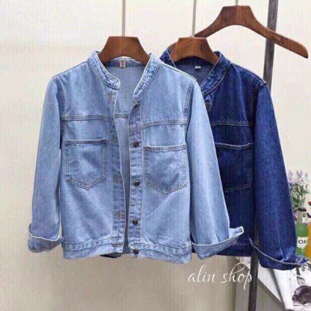 Áo khoác jean nữ 2 màu kiểu đơn giản