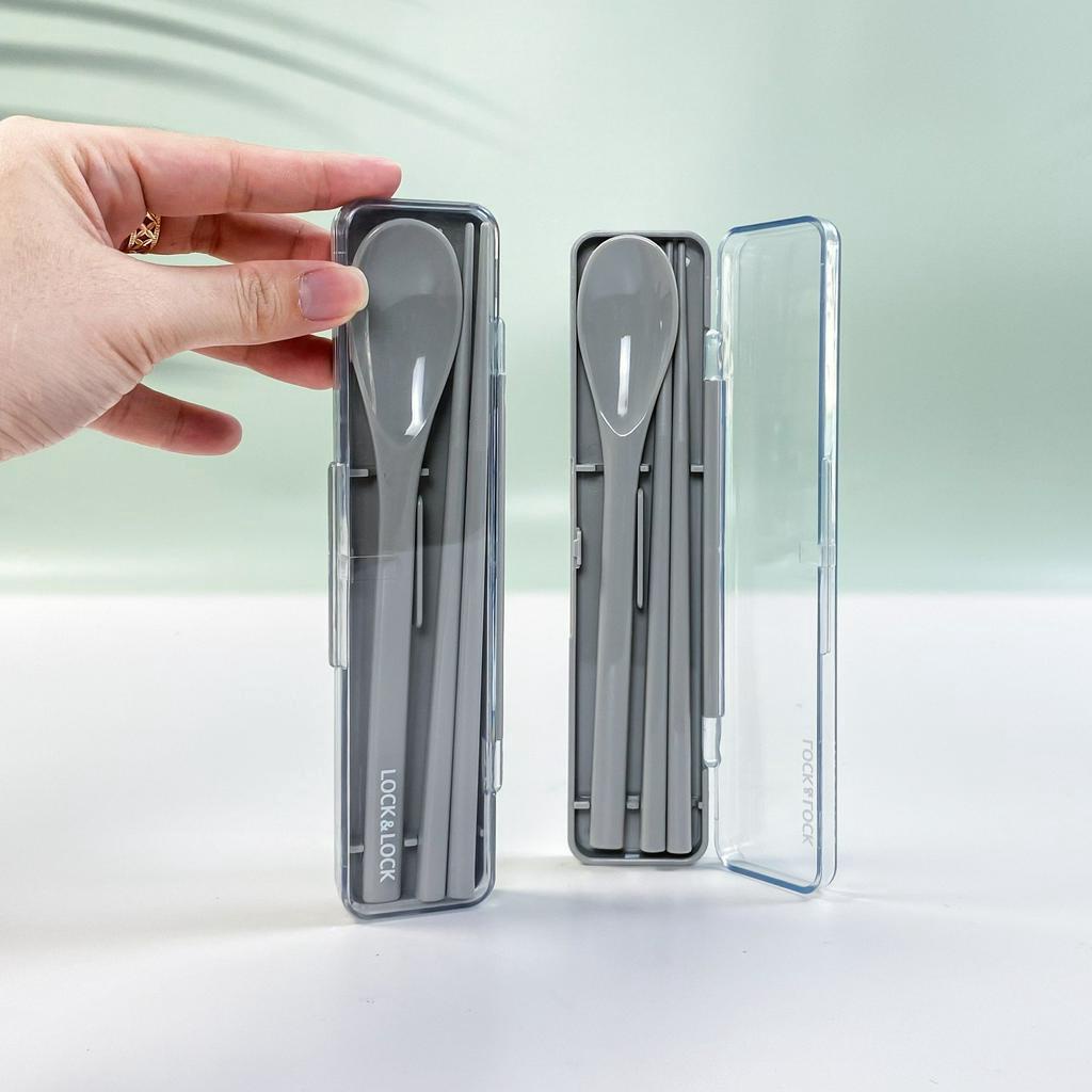 🌺BỘ MUỖNG ĐŨA NHỰA LOCKNLOCK KÈM HỘP NHỎ GỌN LLC115GRY - HÀNG CHÍNH HÃNG
