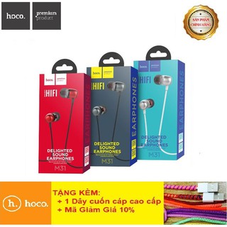 Tai nghe nhét tai 💎freeship💎 tai nghe hoco m31 chính hãng, âm thanh trung thực - bảo hành đổi mới 12t