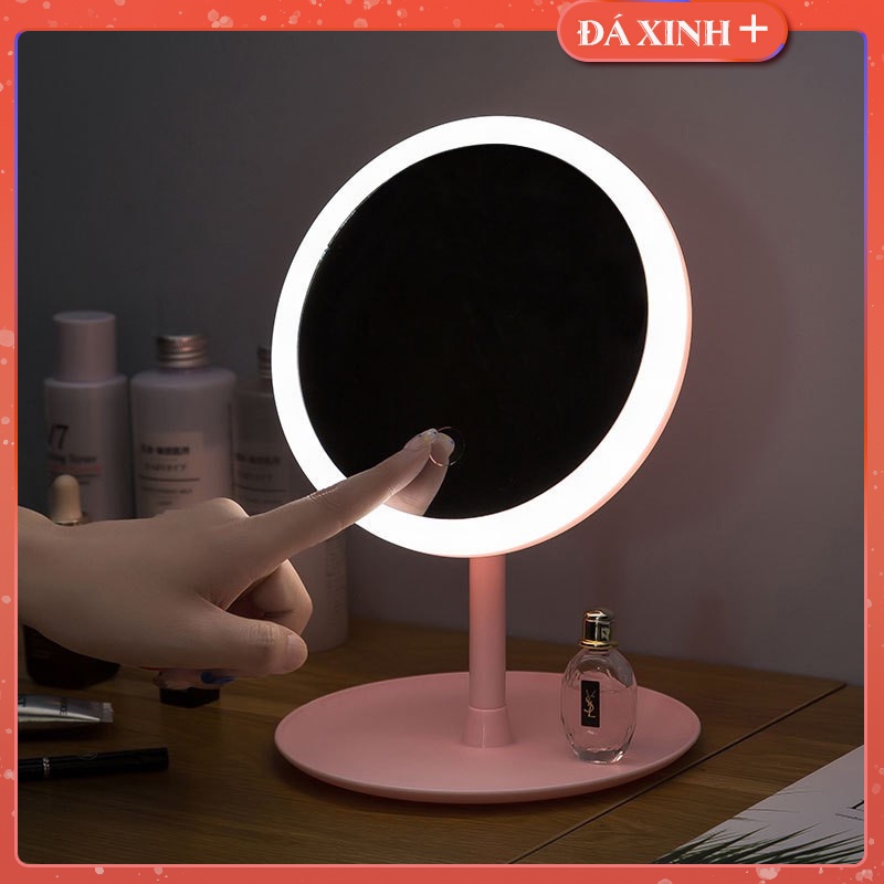 Gương Trang Điểm Để Bàn Có Đèn Led 3 Chế Độ Sáng