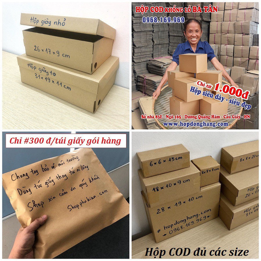[Giá 1k] Combo 5 Hộp carton 15x10x5 - Thùng carton giá rẻ đóng hàng các loại
