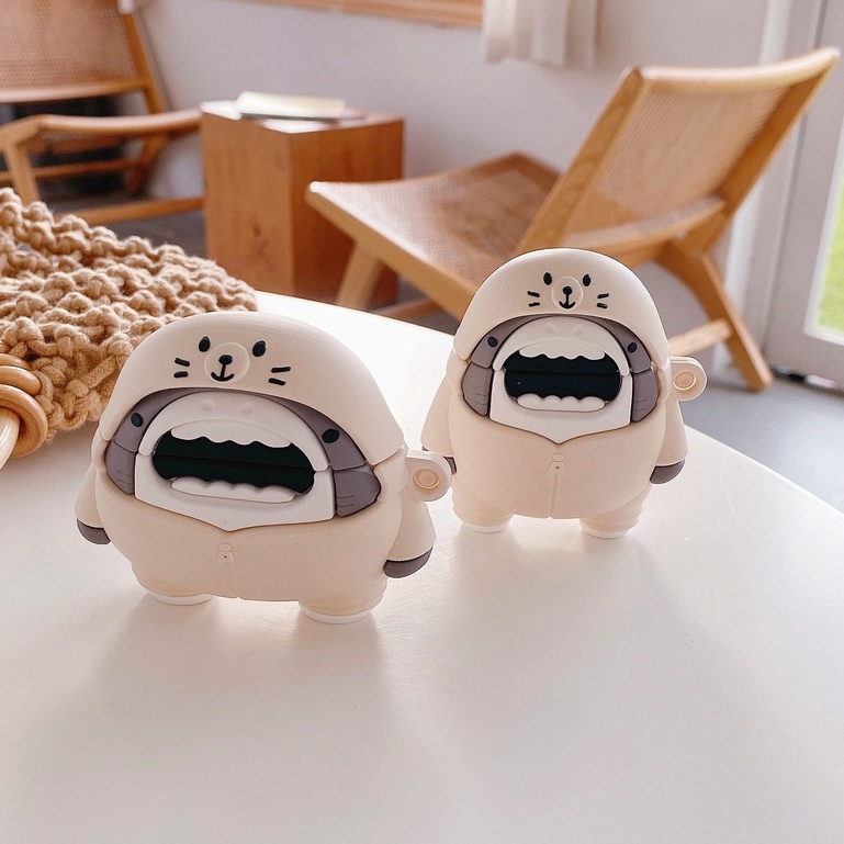Vỏ Bảo Vệ Hộp Sạc Tai Nghe AirPods 1/2/Pro/3rd Hình Cá Mập Độc Đáo Thời Trang
