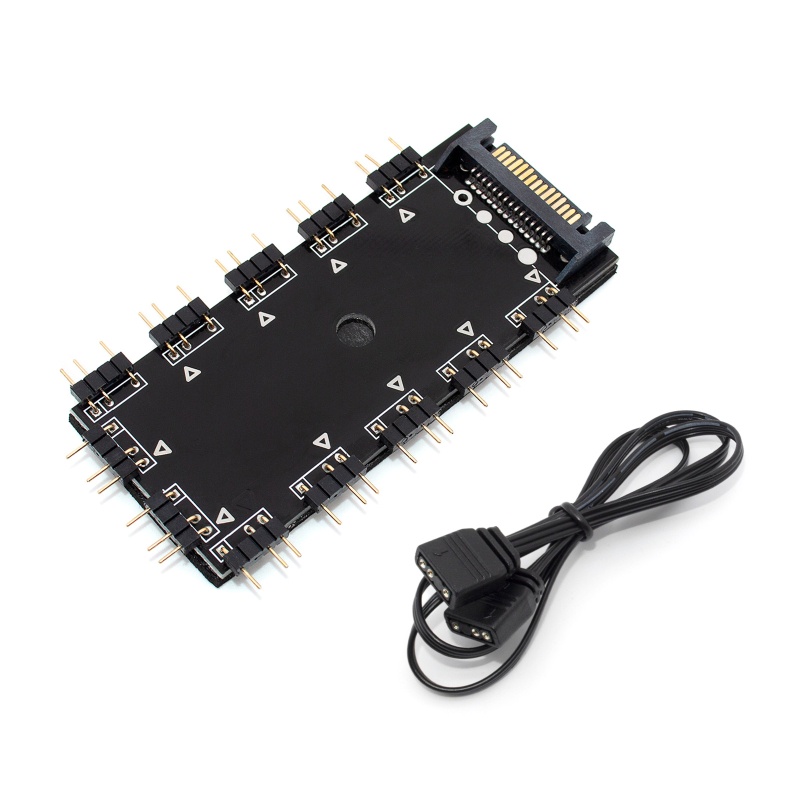 Hub Chia 12 Cổng 5V RGB Kèm Vỏ Bọc 3 Pin Và Điều Khiển Đèn LED Cho ASUS / MSI 5V 3Pin