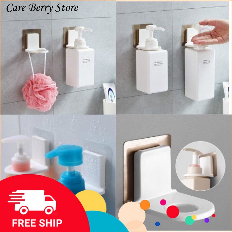 Miếng dán tường treo chai, lọ, bình dầu gội, sữa tắm, nước rửa tay trong nhà tắm, miếng dán treo nước rửa bát