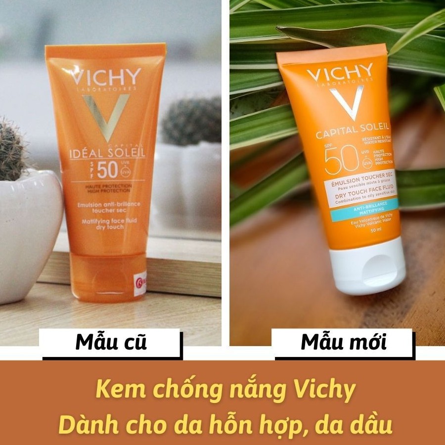 Vichy - Kem chống nắng SPF 50 UVA +UVB Vichy Ideal Soleil Mattifying Face Fluid Dry Touch 50ml
