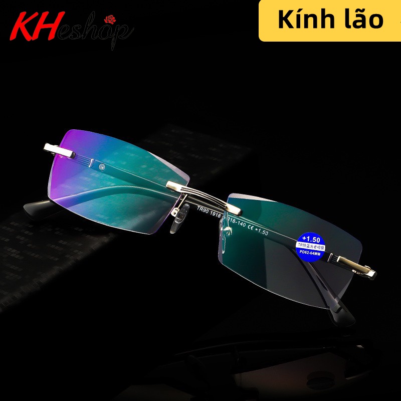 Kính viễn thị đọc báo tròng cắt cạnh kim cương siêu nhẹ chống ánh sáng xanh chất liệu Tr90 mã Y1918