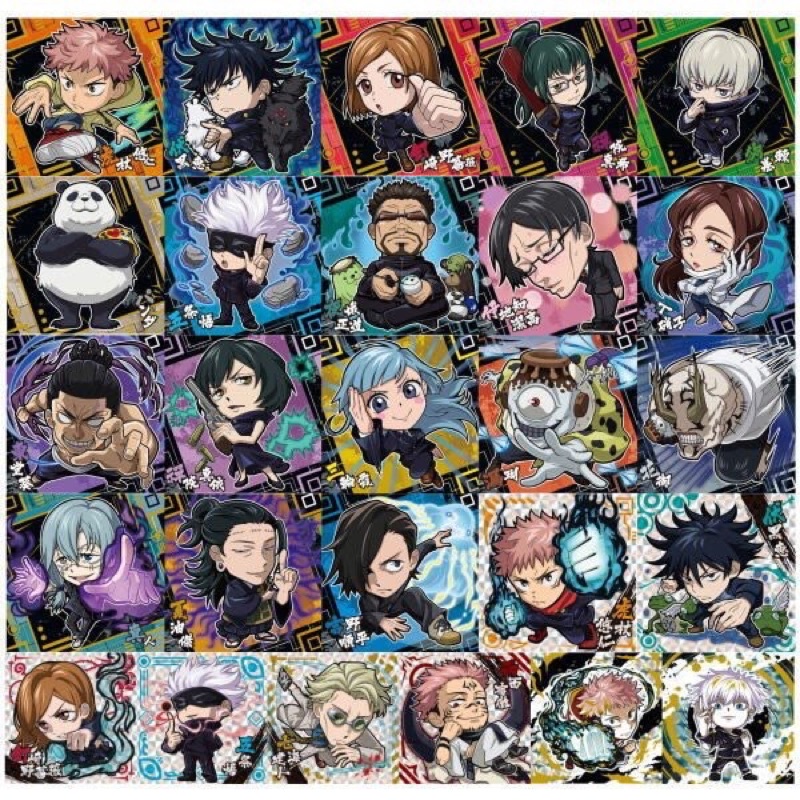 Pack random Jujutsu Kaisen Wafer BOX metal sticker ver1 sticker nhân phẩm Gojo Satoru Itadori Megumi Nanami