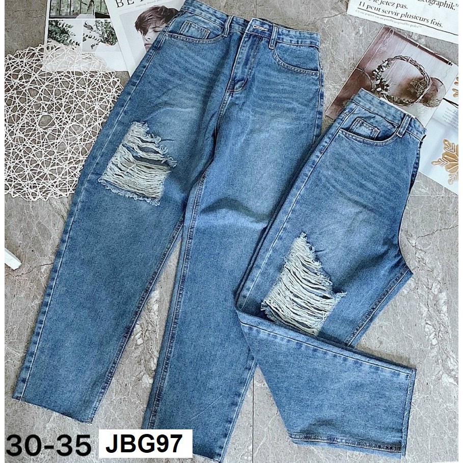 Quần jean baggy rách gối size lớn VNXK JBG97