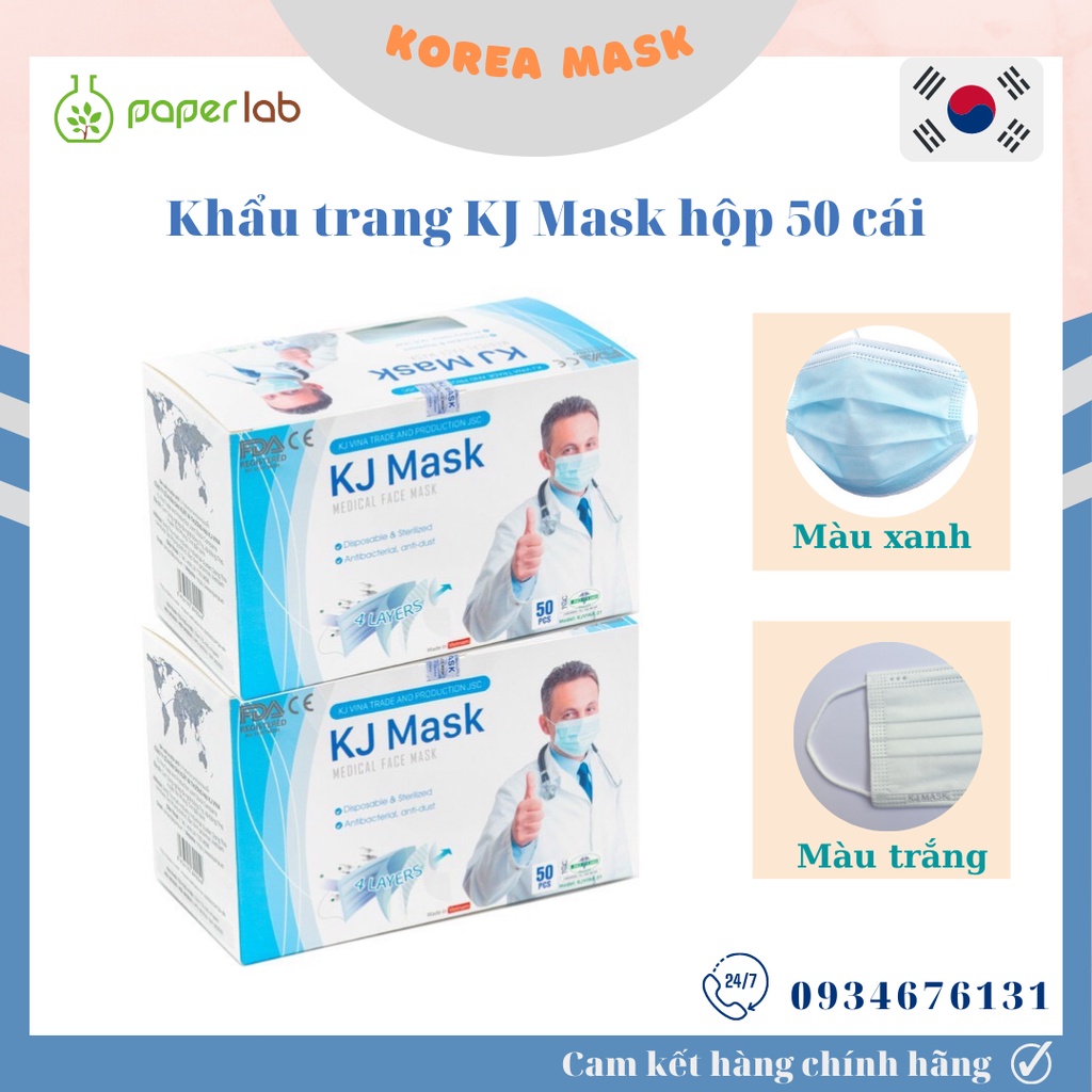 [Hộp 50 cái] Khẩu Trang Y Tế 4 Lớp Kháng Khuẩn KJMASK KJvina Chất Liệu Cao Cấp chống nước