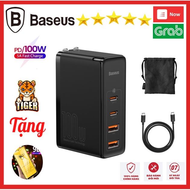 Củ sạc nhanh 100W 4 Cổng BASEUS GaN2 PRO cho Macbook Pro, iPad Pro, iPhone 12, Note 10+, S20  PPS, PD 3.0, QC 4+