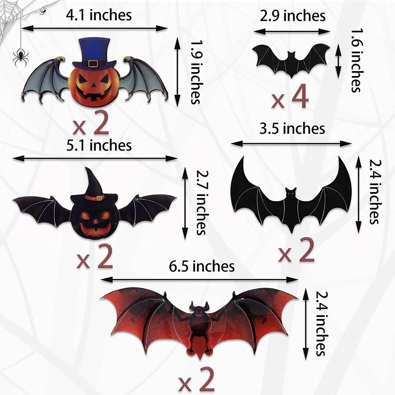 Set 12 Sticker Dán Tường / Cửa Sổ Chống Thấm Nước Họa Tiết Halloween 3D Độc Đáo
