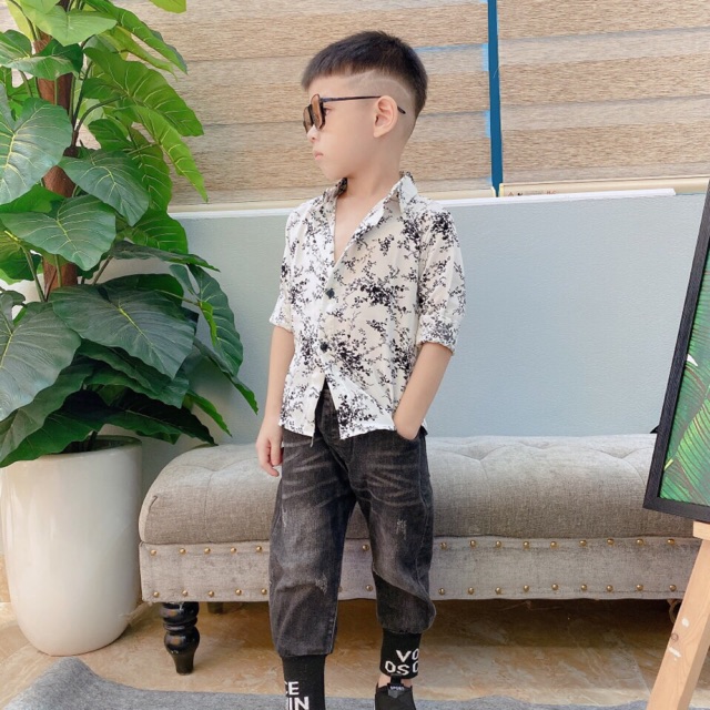 Áo sơ mi lụa mềm cho bé  8-17kg