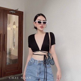 Áo Mặc 2 Kiểu Dây Cột Xẻ Ngực