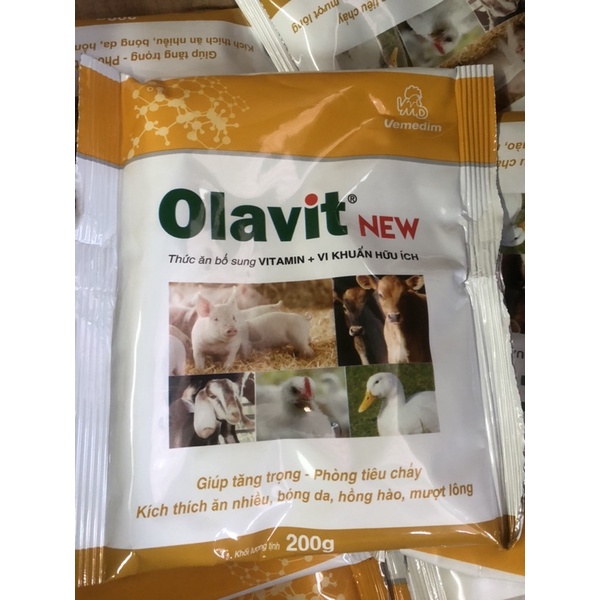 Olavit new 200g giúp tăng trọng, phòng tiêu chảy, kích thích ăn nhiều trên heo, bò, dê, gia cầm