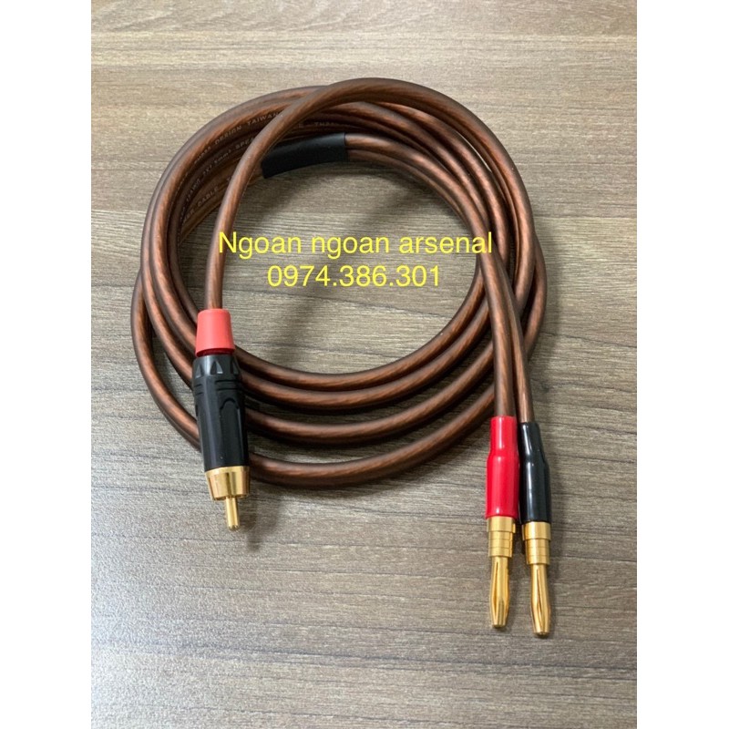 dây tín hiệu chuyển đổi 1 hoa sen (rca, av) ra 2 jack bắp chuối cắm loa 0,5 mét