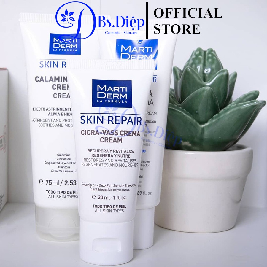 Kem Dưỡng Tái Tạo & Phục Hồi Da Nhạy Cảm - MartiDerm Skin Repair Cicra Vass Cream 30ml