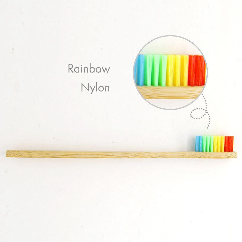 MELODG Set 1 / 5 / 10 Bàn Chải Đánh Răng Tay Cầm Bằng Gỗ Tre Màu Cầu Vồng