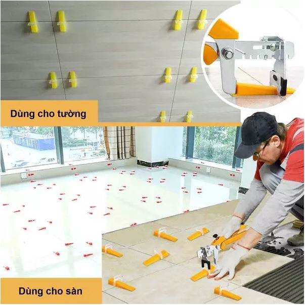 Túi 1 kg Ke nêm cân bằng lát gạch  1mm, 1,5mm, 2mm, 2,5mm - Kìm bóp dụng cụ phụ kiện ốp lát