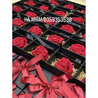 Hộp đựng son hoa lụa cao cấp (có nơ, có hoa đỏ)