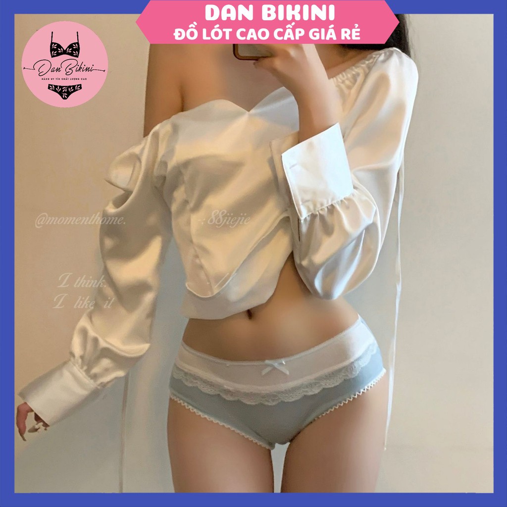 Quần Lót Nữ Cotton 100% kháng khuẩn phối viền ren đính nơ điệu đã mã B809