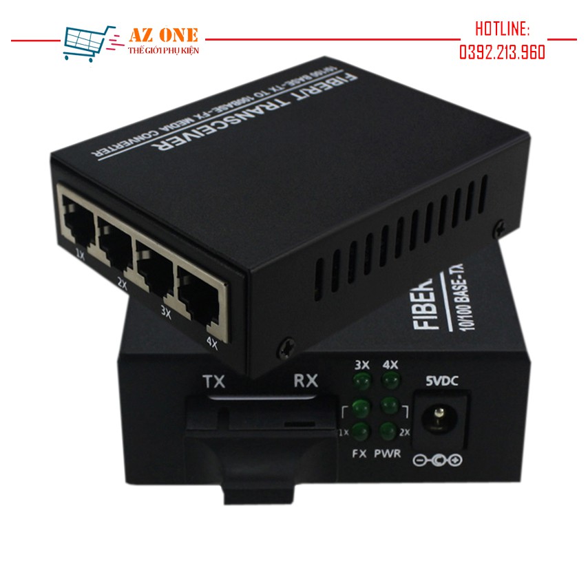 Bộ AB Chuyển Đổi Quang Ethernet 100Mbps Kéo Dài 25km 4 Cổng Mạng RJ45