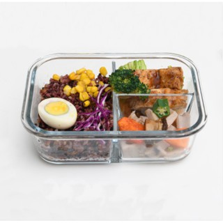 Hộp cơm thủy tinh 1040ml có phân 3 ngăn