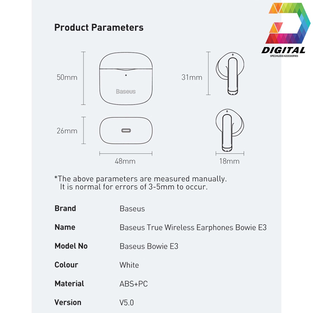 Tai Nghe Bluetooth Baseus Bowie E3 True Wireless Chính Hãng