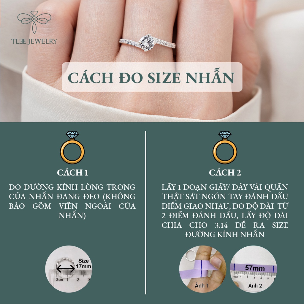 Nhẫn bạc nữ TLEE ổ đá 4 chấu xoáy full viền sang trọng NCJ A0192