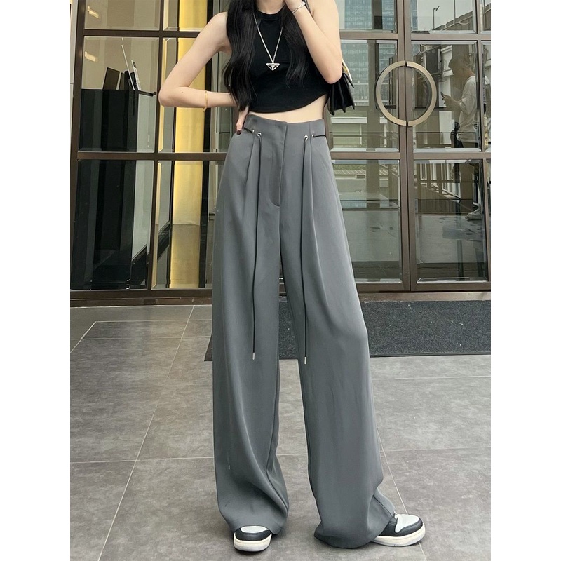 Quần Dài Chiffon Ống Rộng Lưng Cao Dáng Suông Thời Trang Mùa Hè Hàng Mới