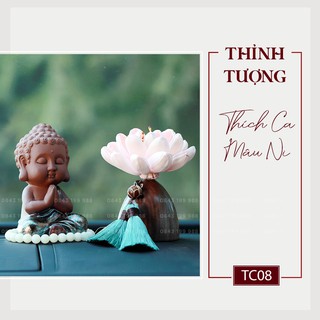 Tượng mộc an nhiên, thích ca mâu ni, bình mộc lan trắng, đài sen gắn taolo, phong thủy bình an, tặng tinh dầu thơm xe