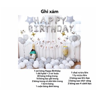 Set trang trí sinh nhật Ghi xám
