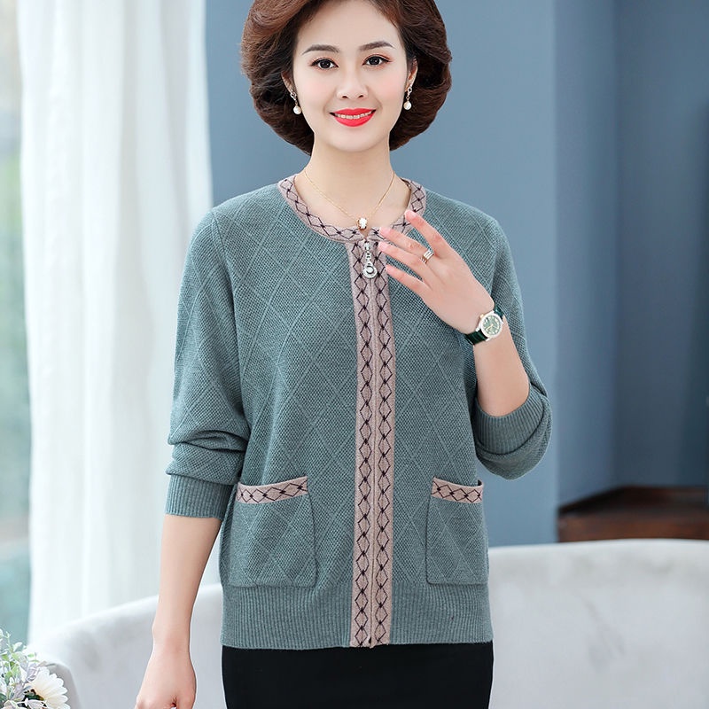 ❀☜ஐTrung niên và người già quần áo mùa xuân và mùa thu đan áo len cardigan thời trang mẹ mặc áo len áo len phụ nữ trung | BigBuy360 - bigbuy360.vn