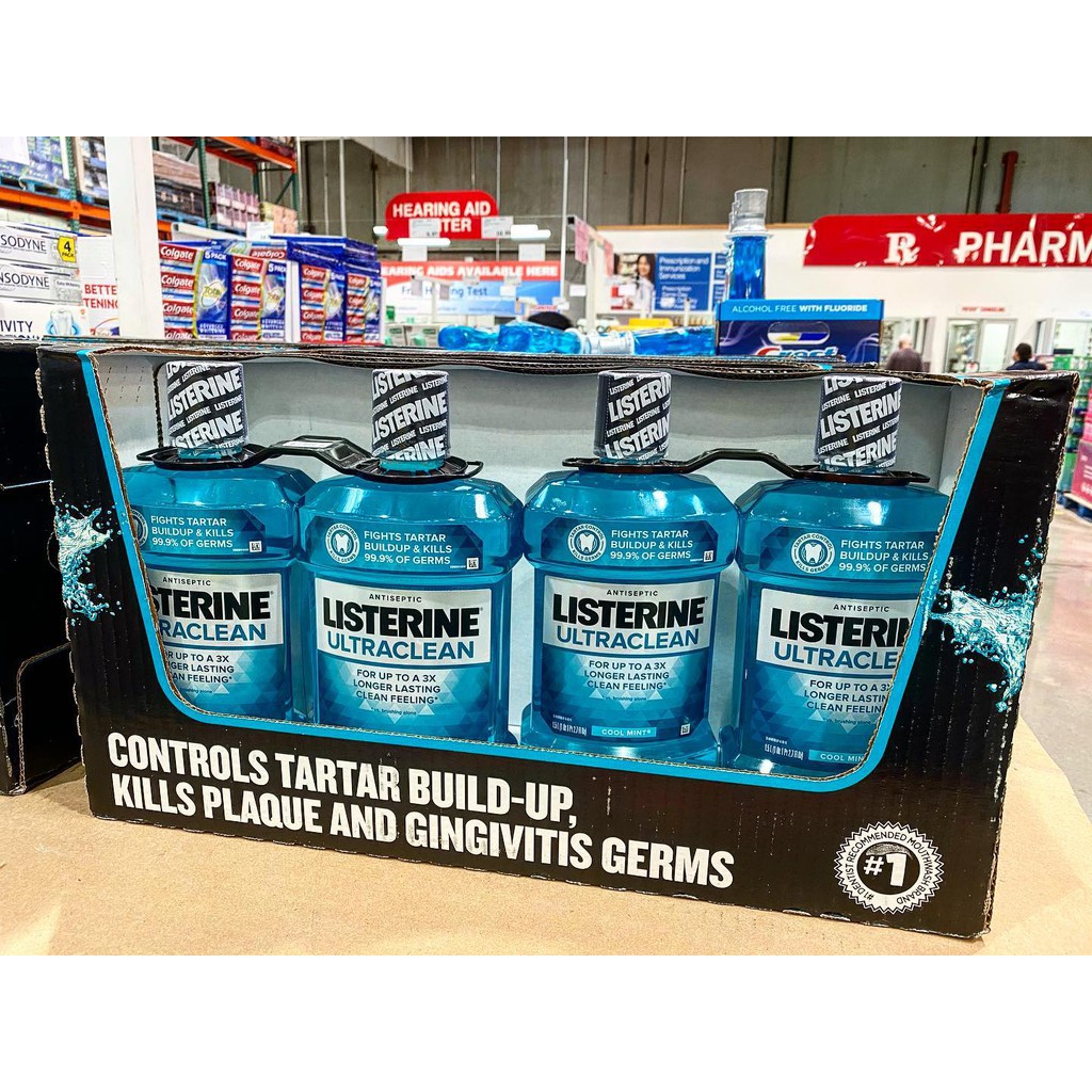 [LỐC 2 CHAI] Nước Súc Miệng LISTERINE MỸ 1.5L ULTRA CLEAN COOL MINT Cho Hơi Thở Thơm Mát - COSTCO MỸ