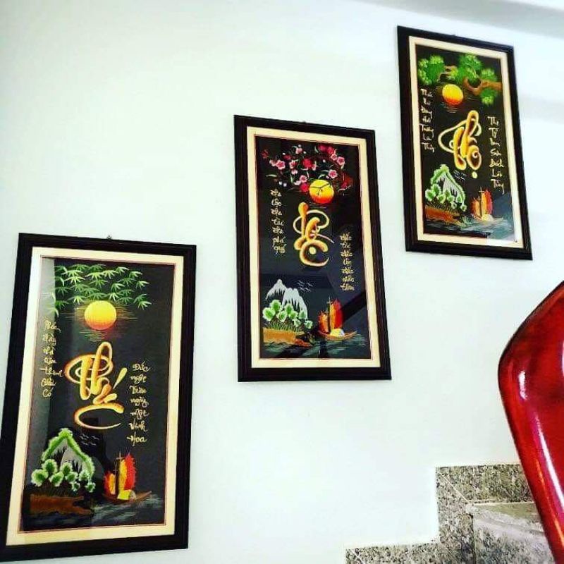 Tranh thêu Phúc Lộc Thọ