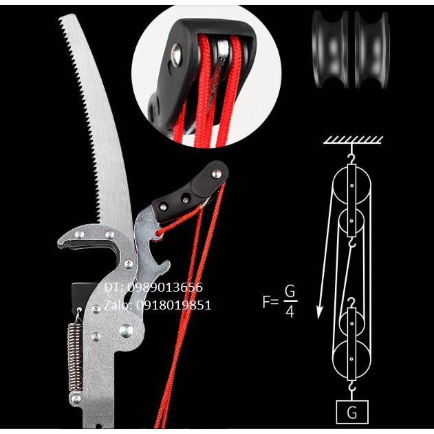 Kéo cắt cành trên cao SK5A 4 ròng rọc nhật bản cao 5m,6m,7m kèm lưỡi cưa
