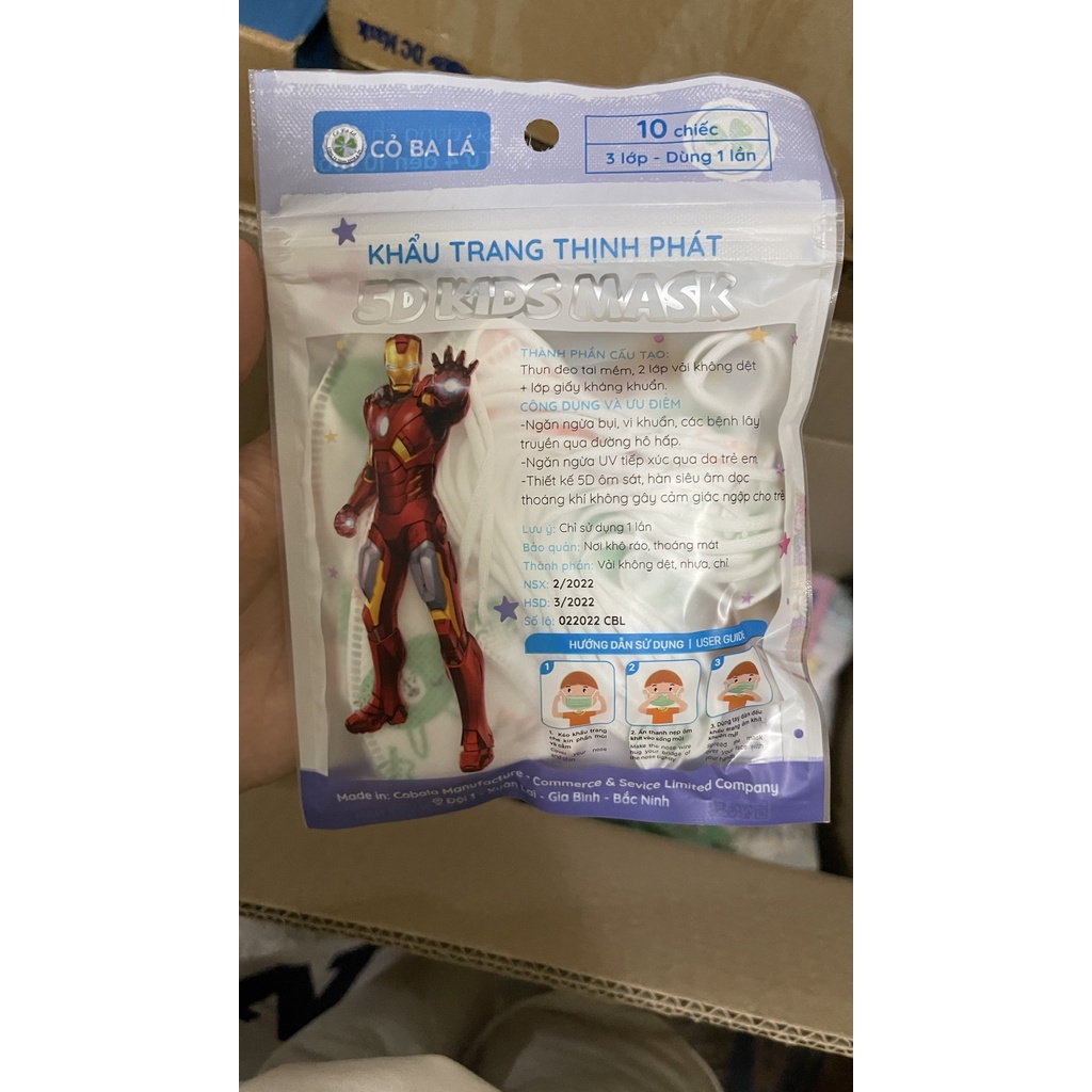 10 chiếc khẩu trang cho bé thiết kế 5D Thịnh Phát , kháng khuẩn mạnh chống giọt bắn và bụi mịn