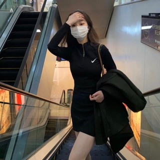 Đầm dài tay khóa kéo thời trang nữ