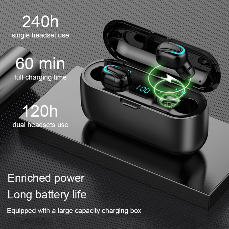 Tai Nghe Bluetooth Không Dây Kèm Hộp Sạc 2000mah