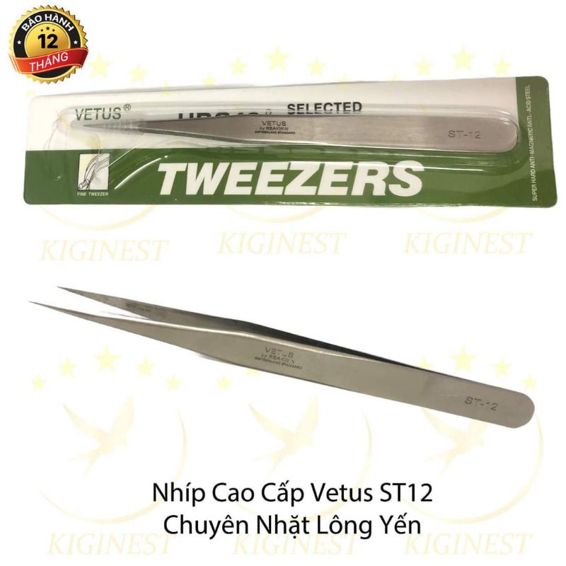 Nhíp nhặt lông yến,gắp mí giả, gắp linh kiện điện tử Vetus ST12 thẳng, St15 cong