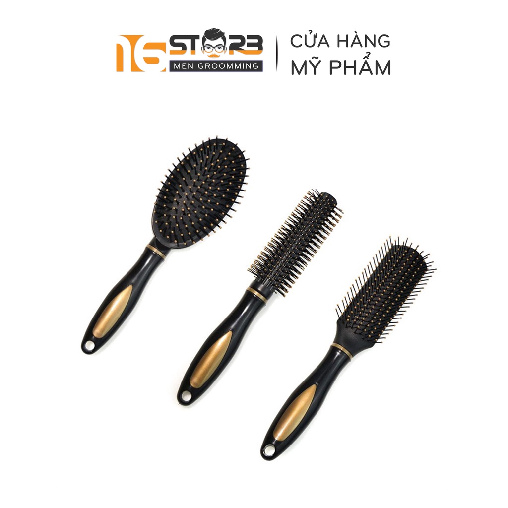 Lược Oval Chải Gỡ Rối Tóc, Tròn, Bán Nguyệt Sấy Tạo Kiểu Tóc Uốn Tóc Cao Cấp Black Gold