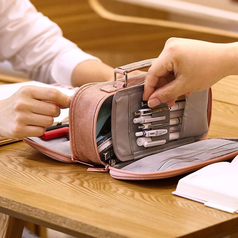 Túi Đựng Bút Nhiều Ngăn Có Khóa Kéo Phong Cách Hàn Quốc Dễ Thương Ốp