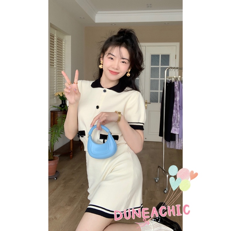 DUNEA Set Áo Sơ Mi Cổ Bẻ Cài Nút Và Chân Váy 2 Món Màu Sắc Trẻ Trung Cho Nữ